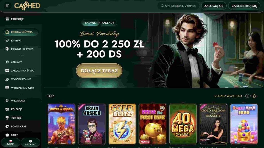 9. Cashed – Nowe Kasyno Internetowe z Szybkimi Wypłatami (≤ 15 min)