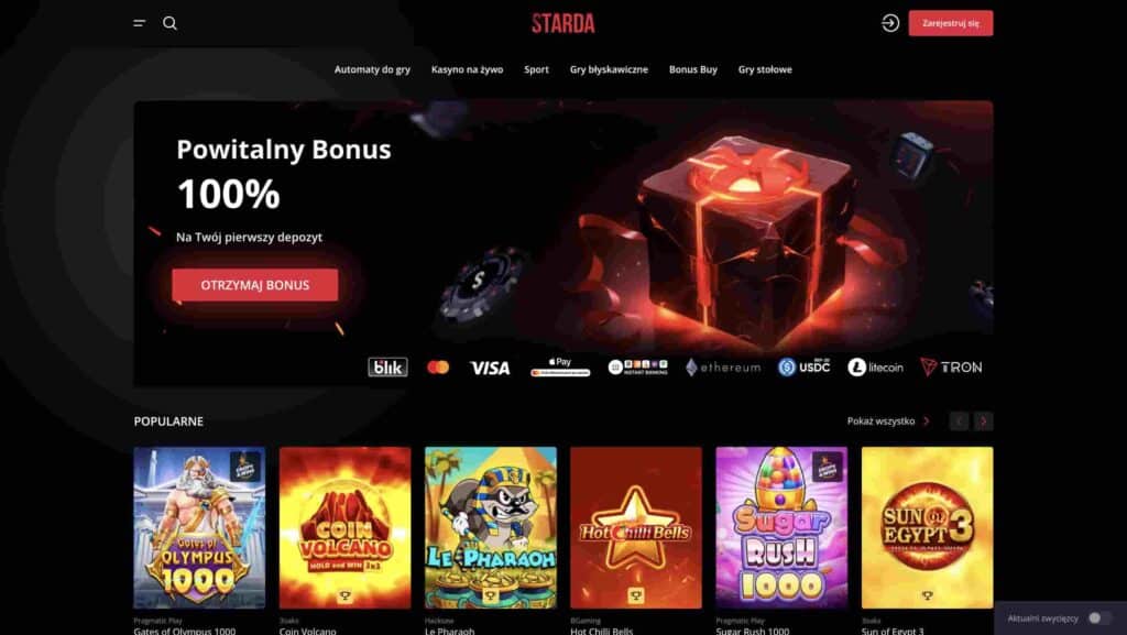 3. Starda – Ekspresowe Wypłaty Krypto i Fiat w Kasynie Online (≤ 10 min)